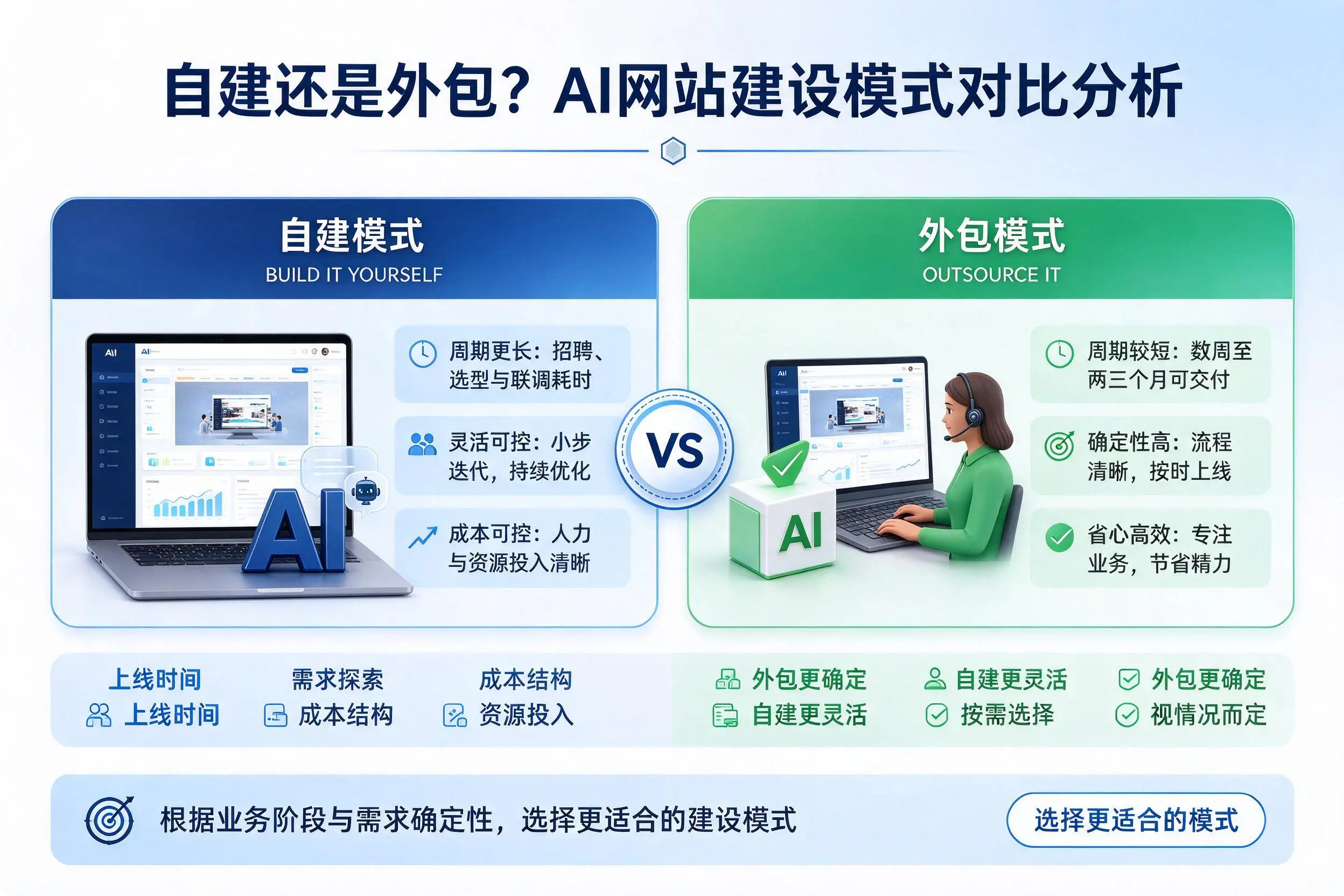 自建还是外包？海西AI网站建设模式对比分析