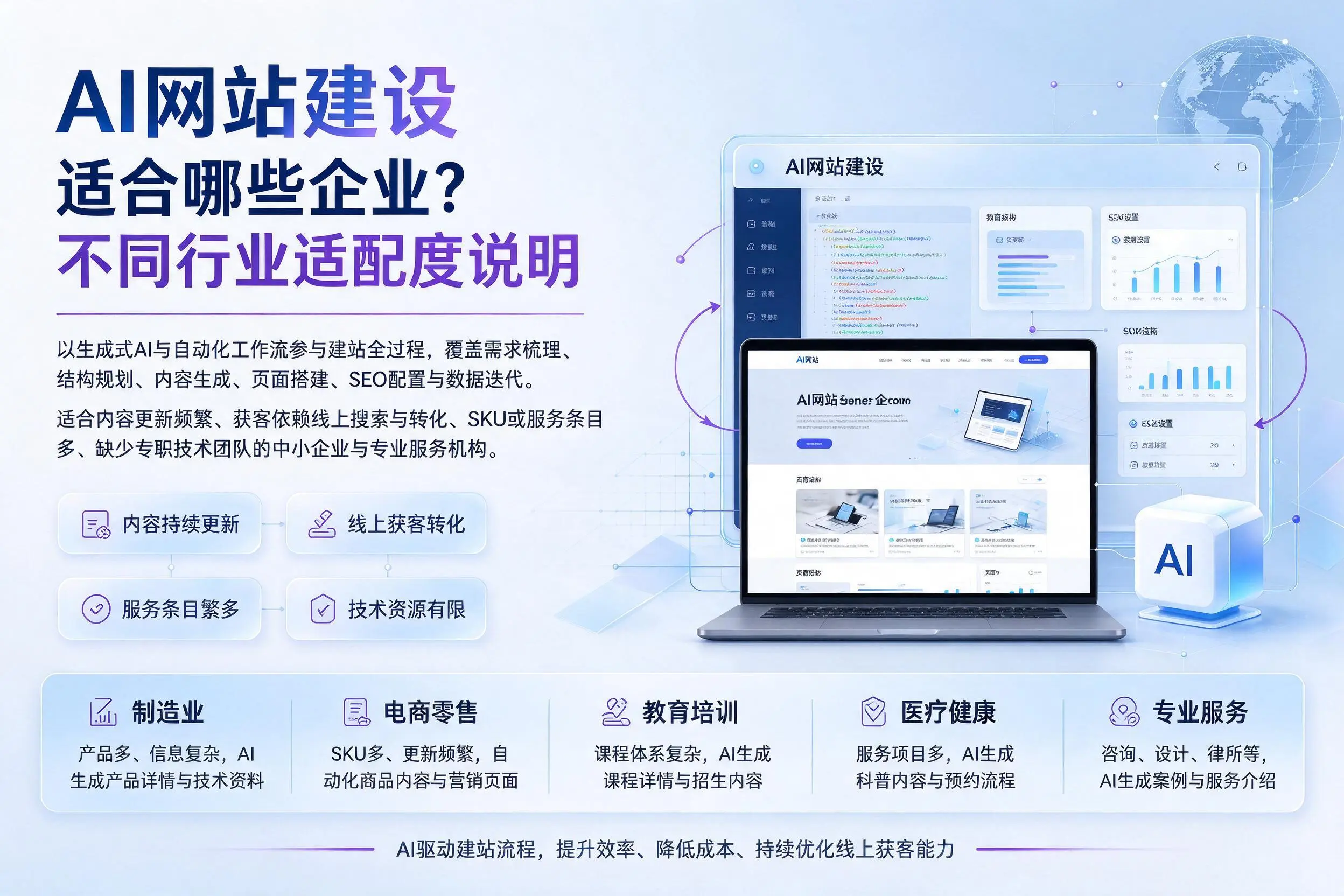 AI网站建设适合哪些企业?海西不同行业适配度说明